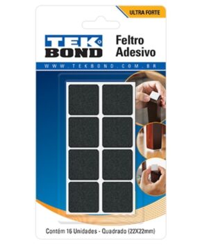 FELTRO QUADRADO 22MM PRETO CARTELA C/16U TEK BOND